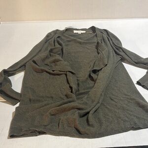Women's Olive Green Wool Blend  Open  Cardigan